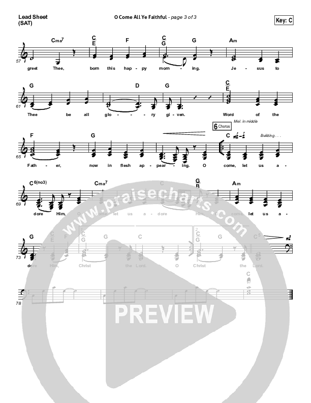 O Come All Ye Faithful Lead Sheet (SAT) (Kim Walker-Smith)