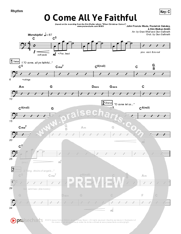O Come All Ye Faithful Rhythm Chart (Kim Walker-Smith)