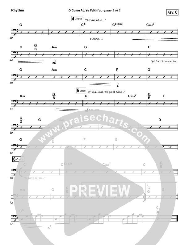 O Come All Ye Faithful Rhythm Chart (Kim Walker-Smith)