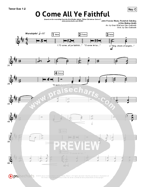 O Come All Ye Faithful Tenor Sax 1/2 (Kim Walker-Smith)