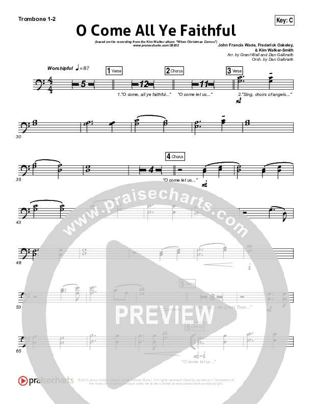 O Come All Ye Faithful Trombone 1/2 (Kim Walker-Smith)