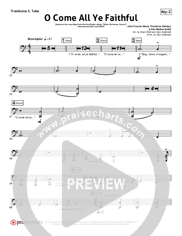 O Come All Ye Faithful Trombone 3/Tuba (Kim Walker-Smith)