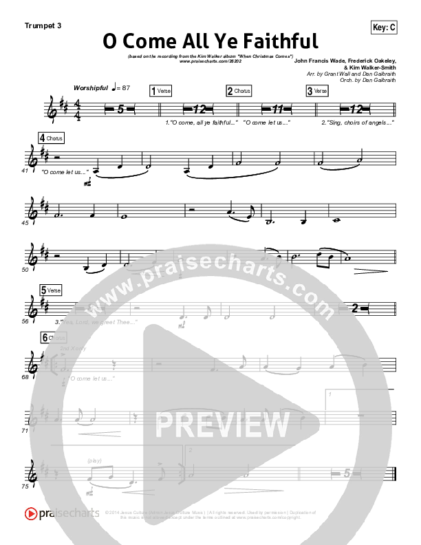 O Come All Ye Faithful Trumpet 3 (Kim Walker-Smith)