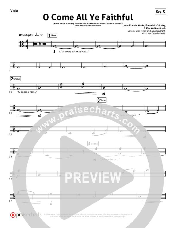 O Come All Ye Faithful Viola (Kim Walker-Smith)
