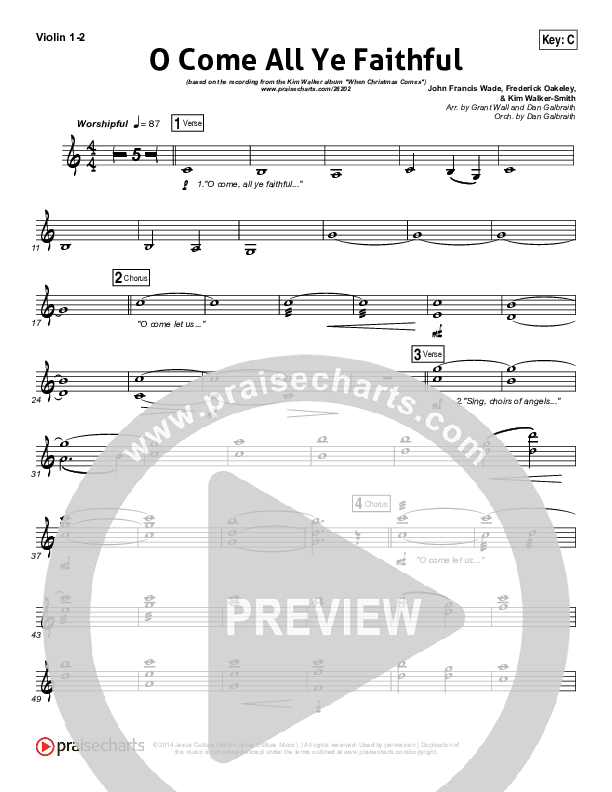 O Come All Ye Faithful Violin 1/2 (Kim Walker-Smith)