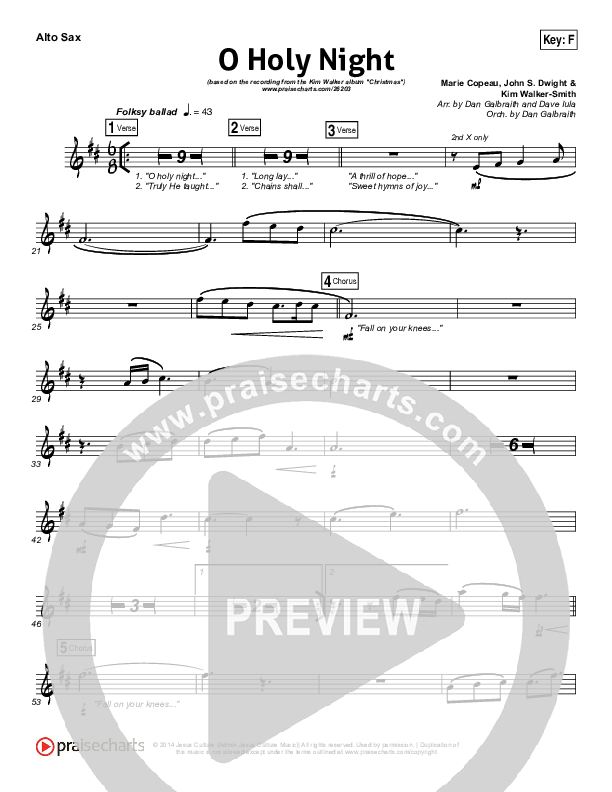 O Holy Night Alto Sax (Kim Walker-Smith)