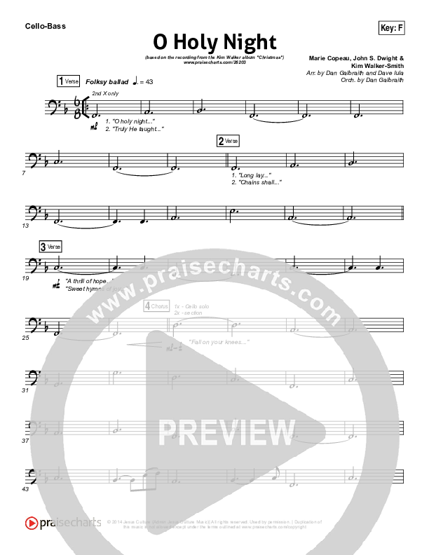 O Holy Night Cello/Bass (Kim Walker-Smith)