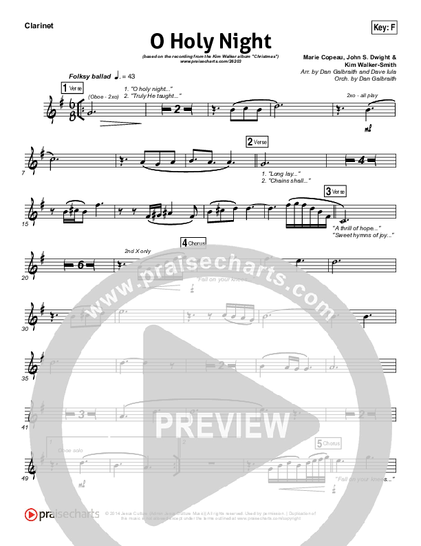 O Holy Night Clarinet (Kim Walker-Smith)