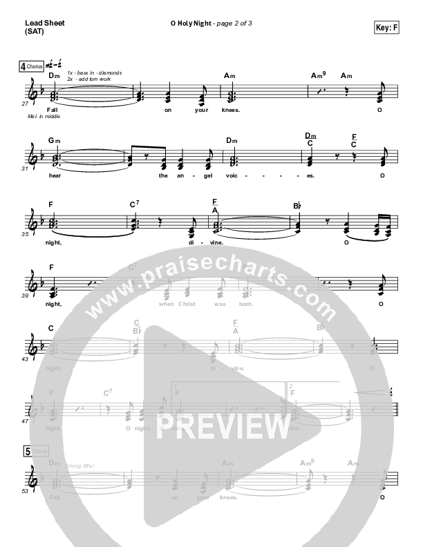 O Holy Night Lead Sheet (SAT) (Kim Walker-Smith)