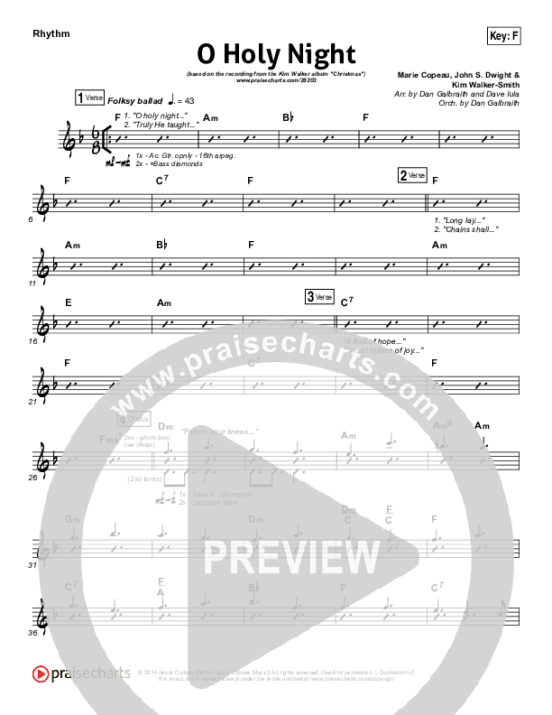O Holy Night Rhythm Chart (Kim Walker-Smith)