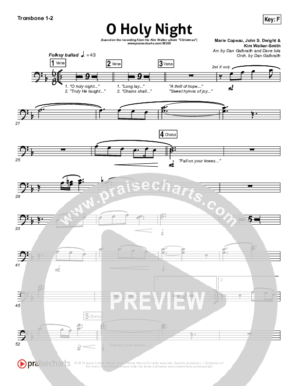 O Holy Night Trombone 1/2 (Kim Walker-Smith)