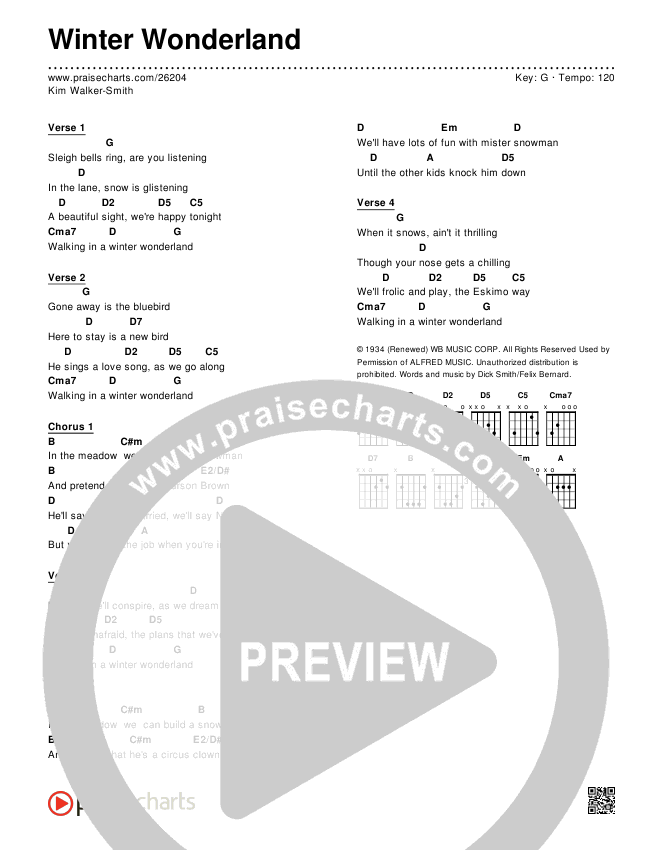 Winter Wonderland Chords & Lyrics (Kim Walker-Smith)