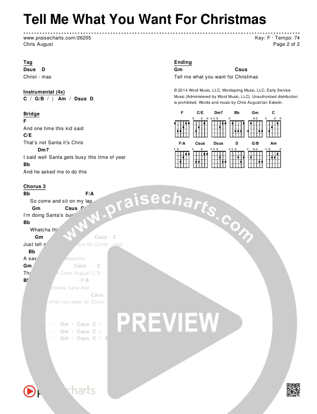 Tell Me What You Want For Christmas Chords & Lyrics (Chris August)