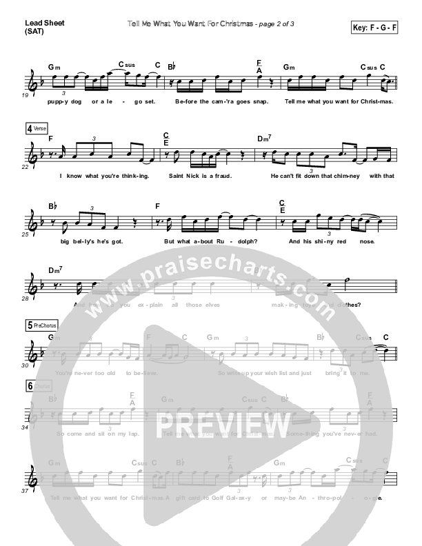Tell Me What You Want For Christmas Lead Sheet (Chris August)