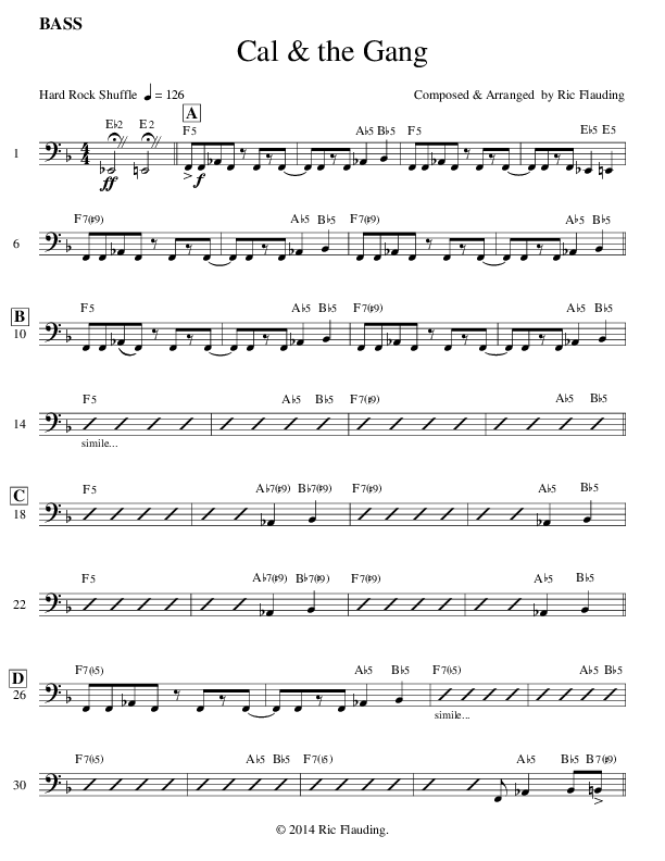 Cal & The Gang (Instrumental) Double Bass (Ric Flauding)