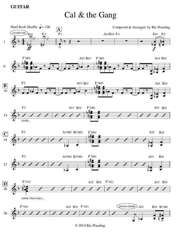 Cal & The Gang (Instrumental) Guitar (Ric Flauding)