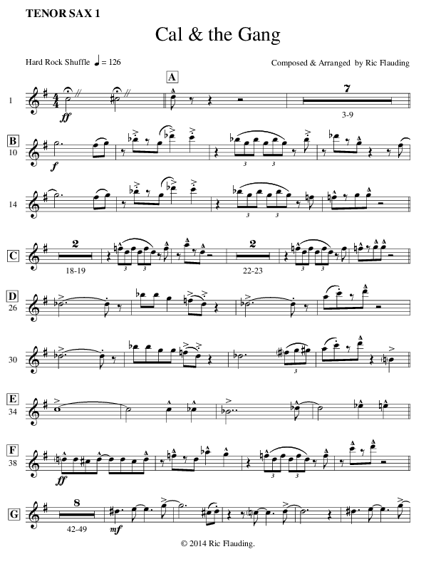 Cal & The Gang (Instrumental) Tenor Sax 1/2 (Ric Flauding)