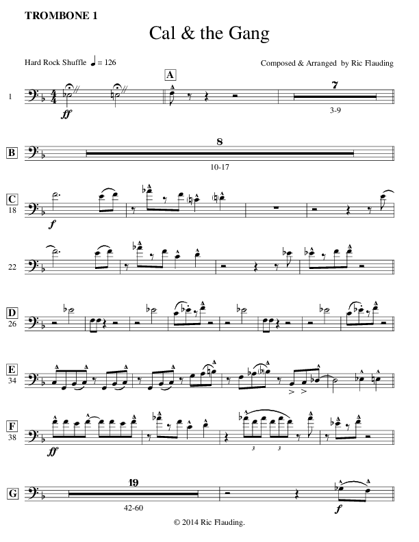 Cal & The Gang (Instrumental) Trombone 1 (Ric Flauding)