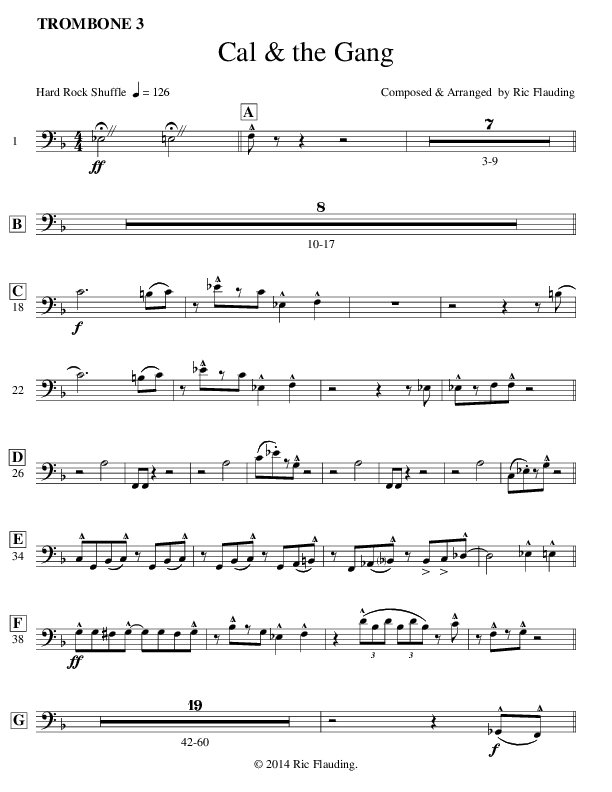 Cal & The Gang (Instrumental) Trombone 3 (Ric Flauding)