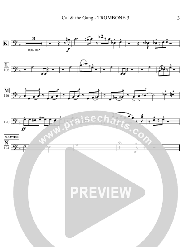 Cal & The Gang (Instrumental) Trombone 3 (Ric Flauding)