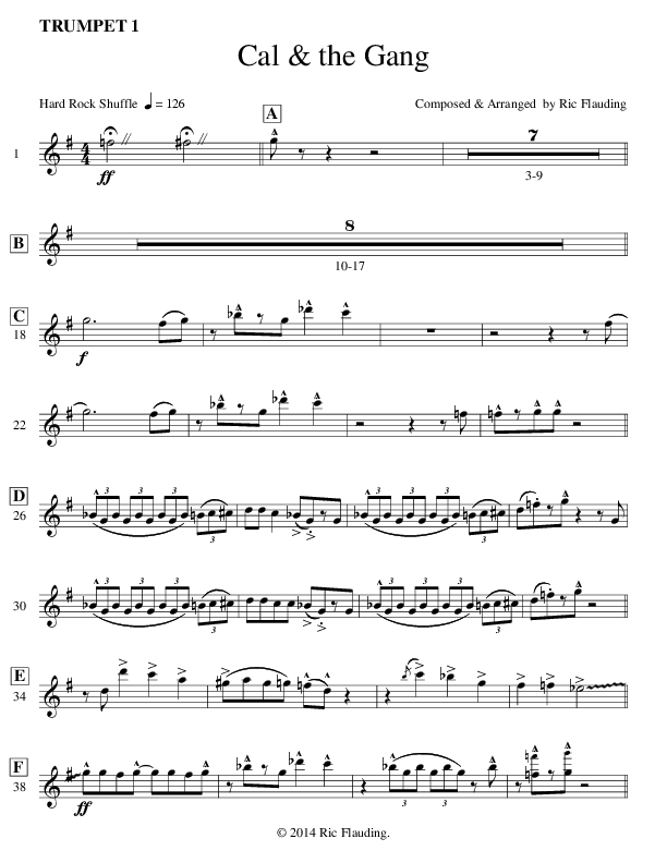 Cal & The Gang (Instrumental) Trumpet 1 (Ric Flauding)