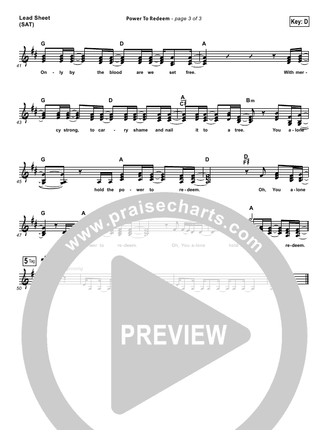 Power To Redeem Lead Sheet Piano Vocal Lauren Daigle Praisecharts