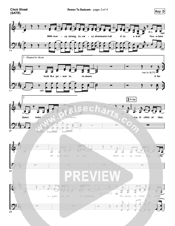 Power To Redeem Choir Vocals (SATB) (Lauren Daigle)