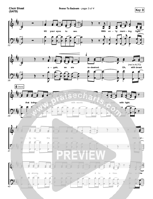 Power To Redeem Choir Sheet (SATB) (Lauren Daigle)