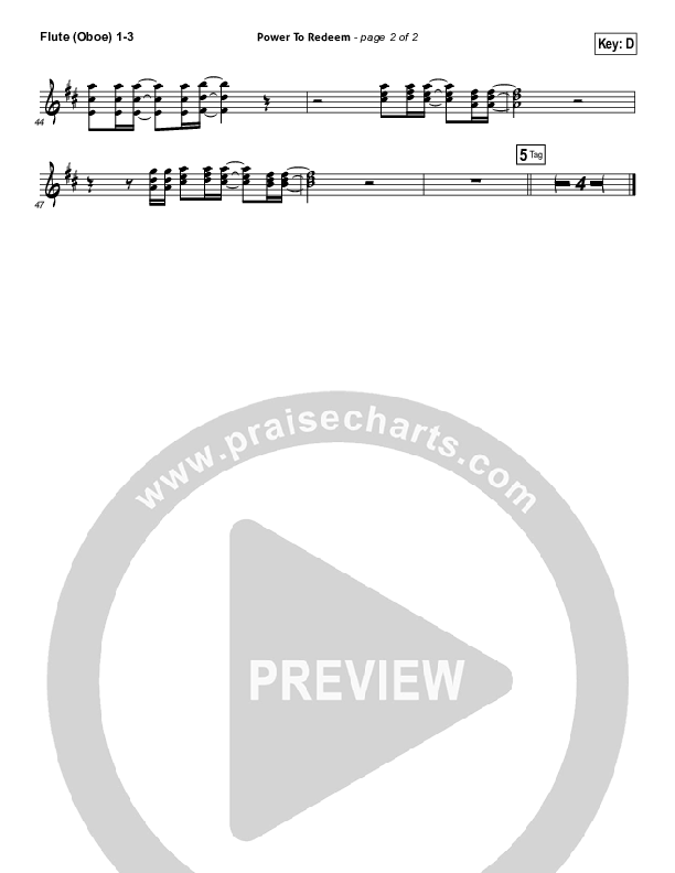 Power To Redeem Flute/Oboe 1/2/3 (Lauren Daigle)