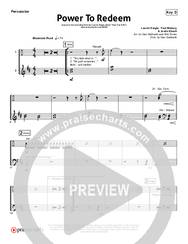 Power To Redeem Percussion (Lauren Daigle)