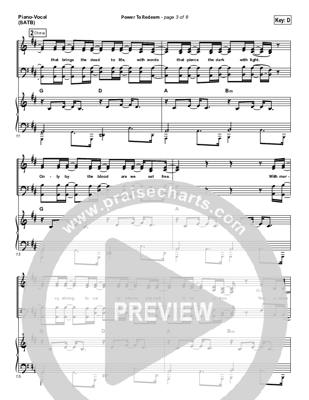 Power To Redeem Piano/Vocal (SATB) (Lauren Daigle)