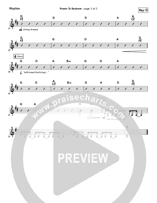 Power To Redeem Rhythm Chart (Lauren Daigle)
