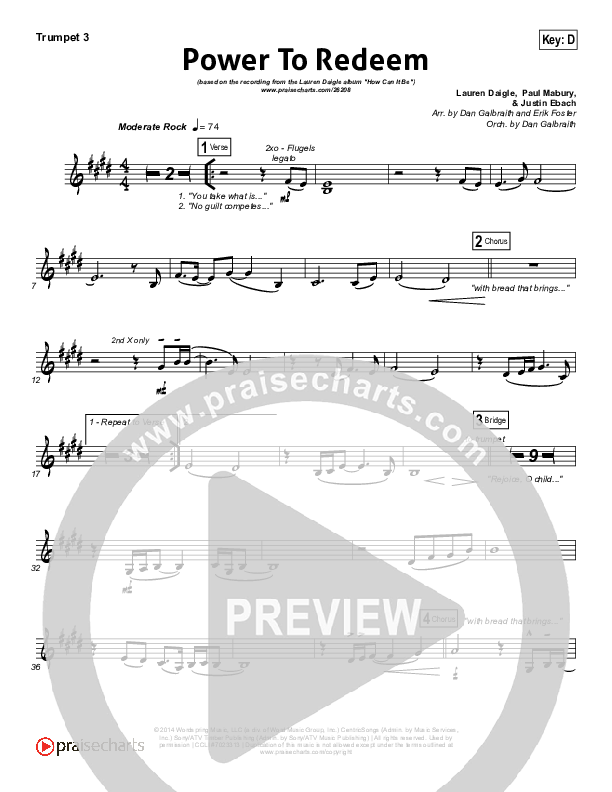 Power To Redeem Trumpet 3 (Lauren Daigle)