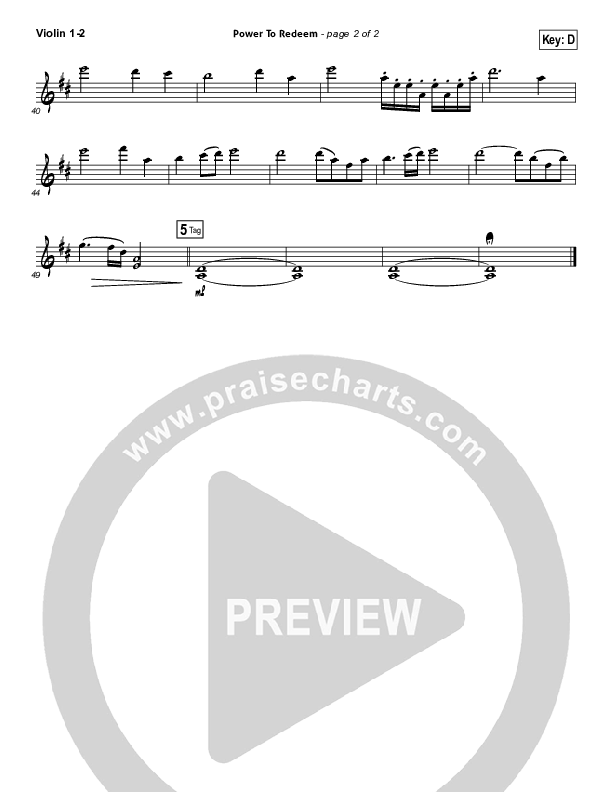 Power To Redeem Violin 1/2 (Lauren Daigle)