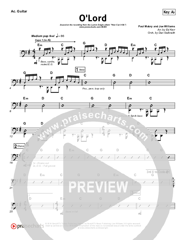 O Lord Acoustic Guitar (Lauren Daigle)