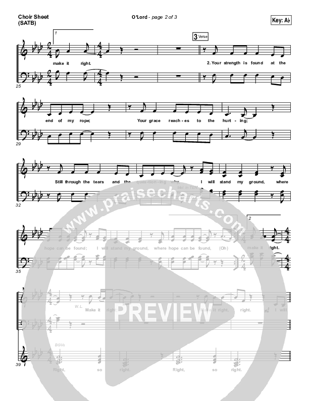 O Lord Choir Sheet (SATB) (Lauren Daigle)