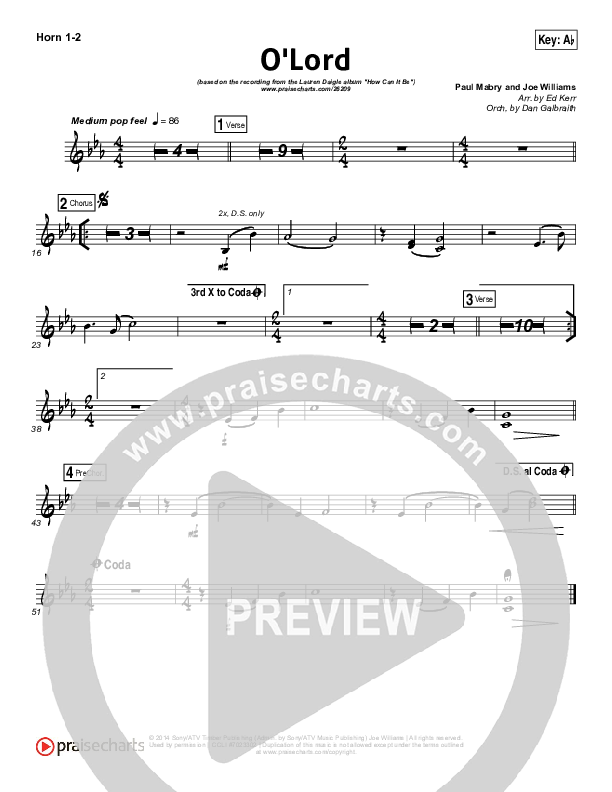 O Lord French Horn 1/2 (Lauren Daigle)