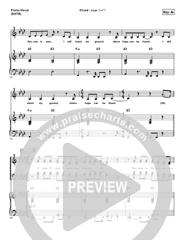 O Lord Piano/Vocal (SATB) (Lauren Daigle)