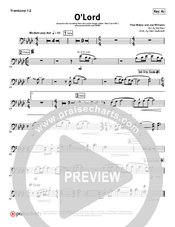 O Lord Trombone 1/2 (Lauren Daigle)