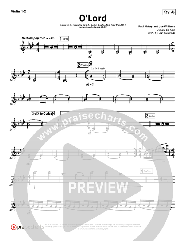 O Lord Violin 1/2 (Lauren Daigle)