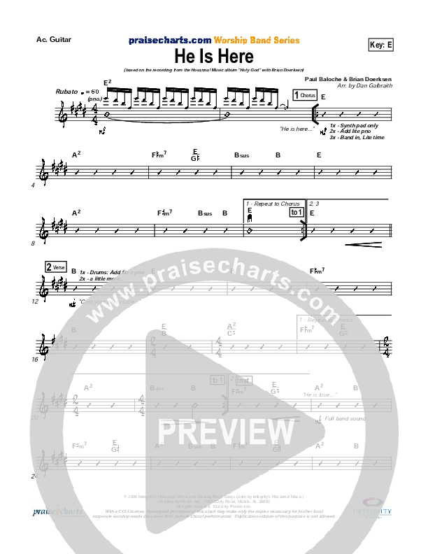 He Is Here Acoustic Guitar (Brian Doerksen)