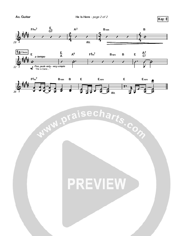 He Is Here Acoustic Guitar (Brian Doerksen)