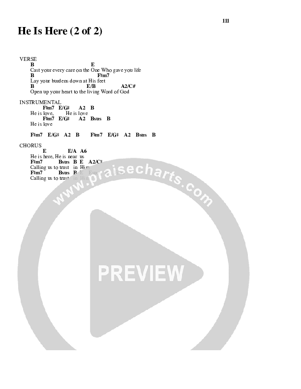 He Is Here Chords & Lyrics (Brian Doerksen)