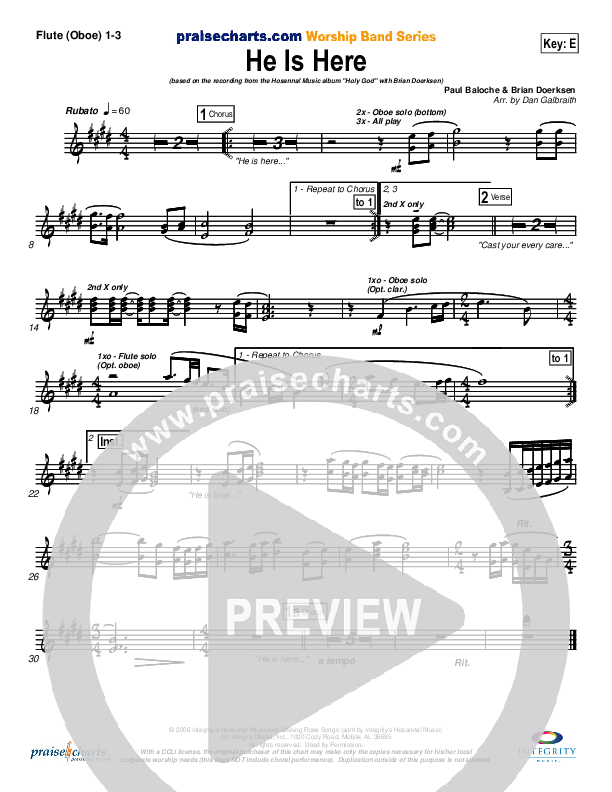 He Is Here Flute/Oboe 1/2/3 (Brian Doerksen)