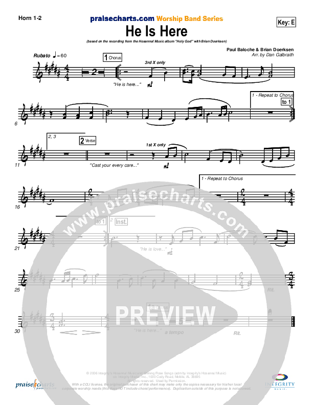 He Is Here French Horn 1/2 (Brian Doerksen)