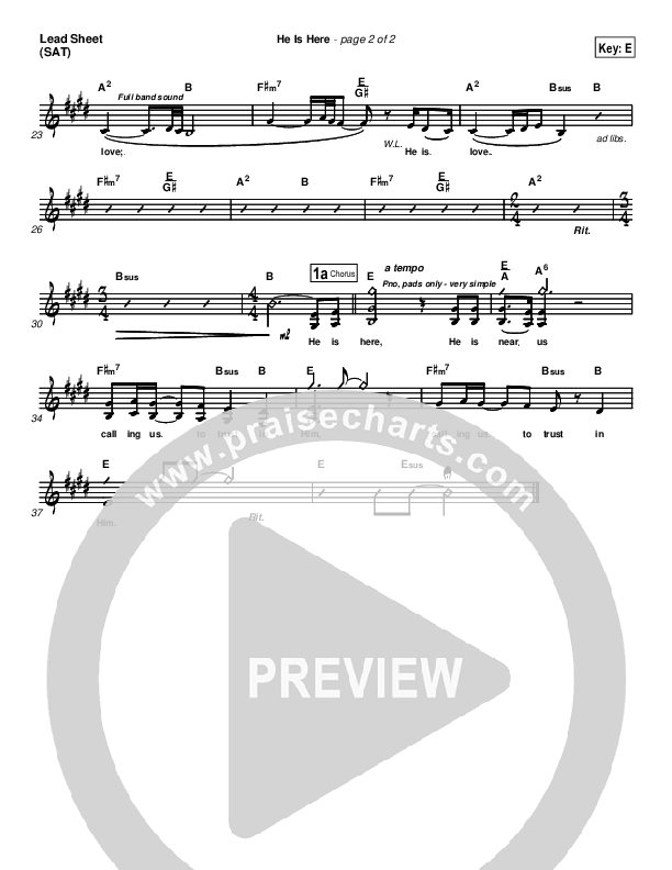He Is Here Lead Sheet (Brian Doerksen)