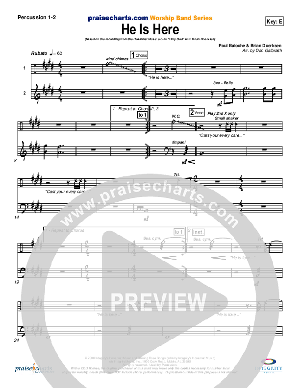 He Is Here Percussion 1/2 (Brian Doerksen)