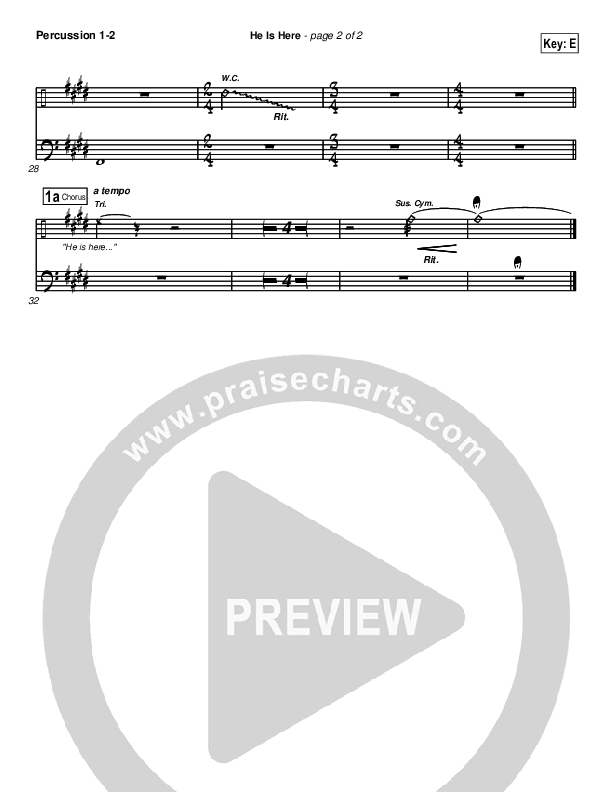He Is Here Percussion 1/2 (Brian Doerksen)