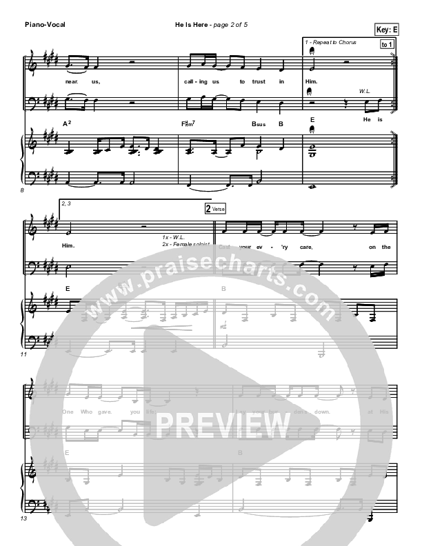 He Is Here Piano/Vocal & Lead (Brian Doerksen)