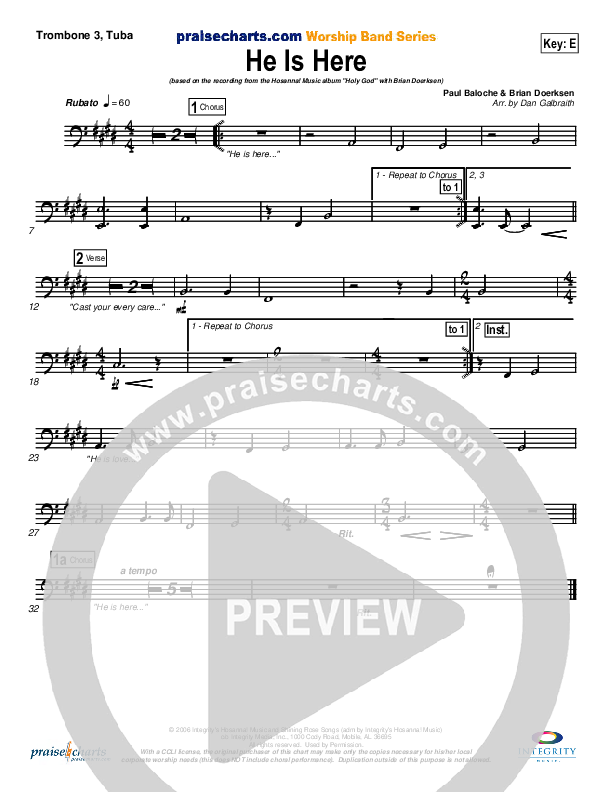 He Is Here Trombone 3/Tuba (Brian Doerksen)